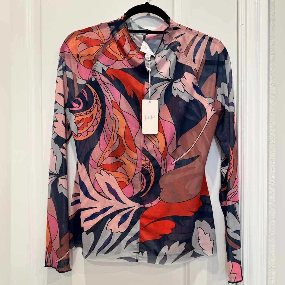 Johnny Was Jaylin Long Sleeve Mesh Tee Sereina
